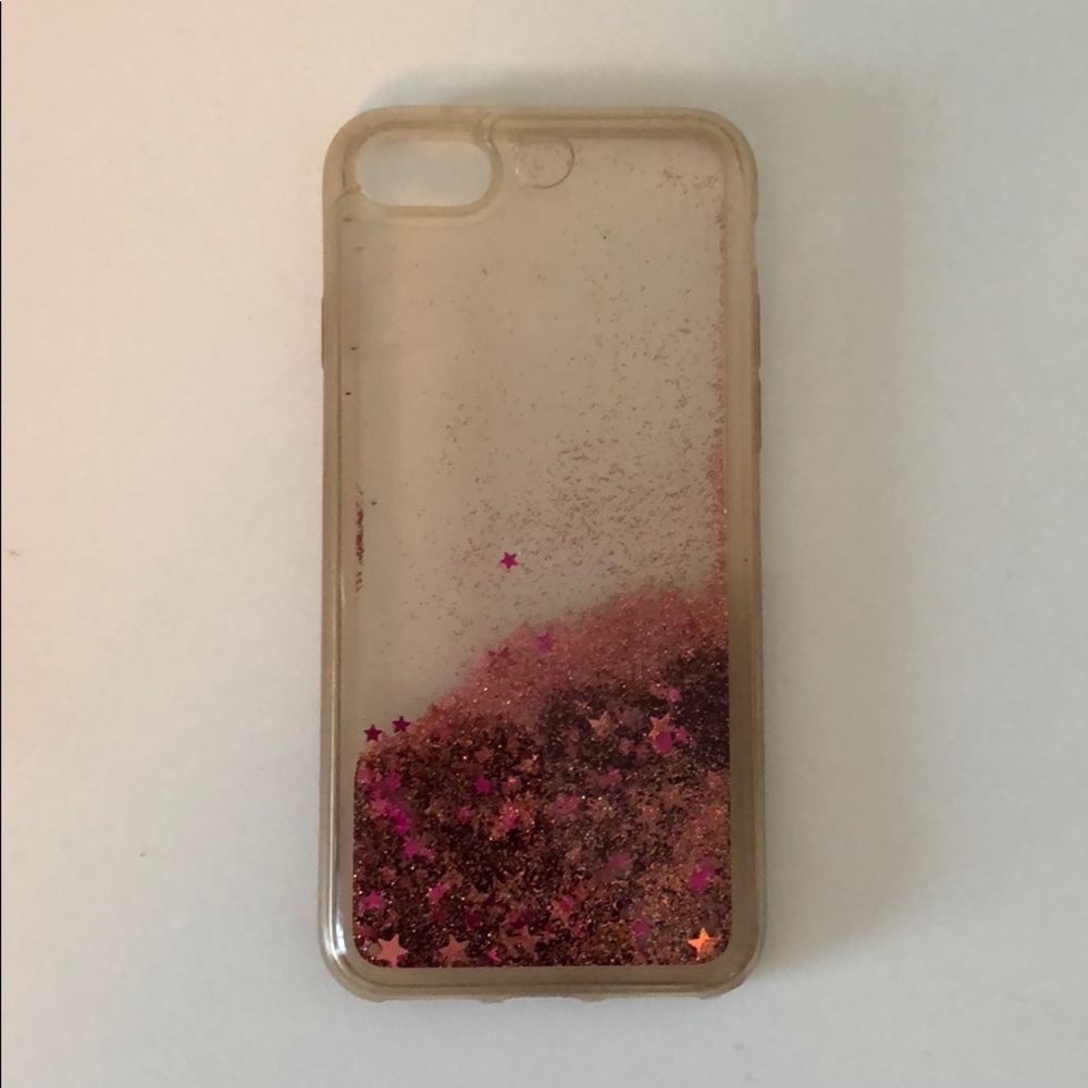 Clear iphone 7 case with pink glitter